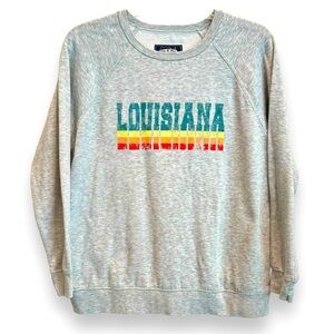 State Of Mine Louisiana Heather Gray Sweatshirt w/Thumbholes Distressed Graphic